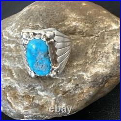 Navajo Sterling Silver Blue Kingman Turquoise Ring Size 10.75 19006