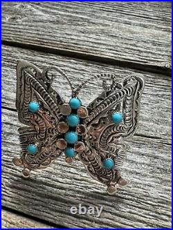 Navajo Sterling Silver Blue Turquoise Butterfly Adjustable Ring. June Defauito