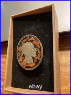 Navajo Sterling Silver Buffalo Indian Head Nickel Ring Primitive