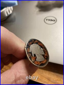 Navajo Sterling Silver Buffalo Indian Head Nickel Ring Primitive