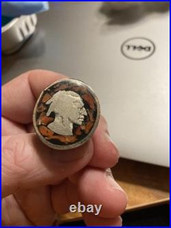 Navajo Sterling Silver Buffalo Indian Head Nickel Ring Primitive