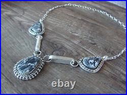 Navajo Sterling Silver & Buffalo Turquoise Link Necklace Mike Smith