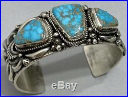 Navajo Sterling Silver Carico Lake Gem Turquoise Cuff Bracelet DARRYL BECENTI