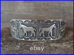 Navajo Sterling Silver Cast Horse Cuff Bracelet by Emerson Kinsel
