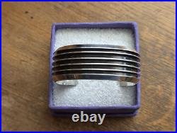 Navajo Sterling Silver Channel Ridge Rail Cuff Bracelet by Marie Silver 52g