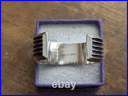 Navajo Sterling Silver Channel Ridge Rail Cuff Bracelet by Marie Silver 52g