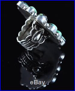 Navajo Sterling Silver Cluster Ring Gem Grade Pixie Turquoise By Donovan Cadman