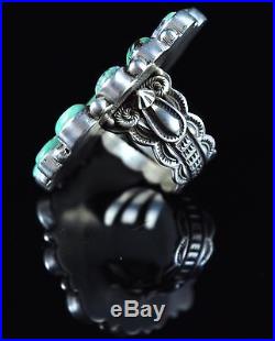 Navajo Sterling Silver Cluster Ring Gem Grade Pixie Turquoise By Donovan Cadman