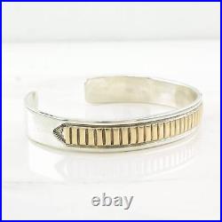 Navajo Sterling Silver Cuff Bracelet 14K Gold Accent