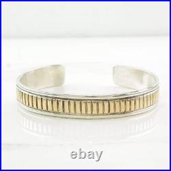 Navajo Sterling Silver Cuff Bracelet 14K Gold Accent