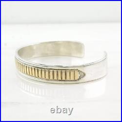 Navajo Sterling Silver Cuff Bracelet 14K Gold Accent