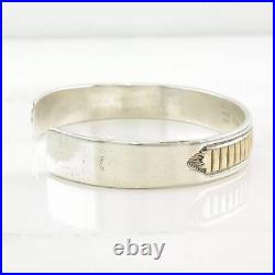 Navajo Sterling Silver Cuff Bracelet 14K Gold Accent