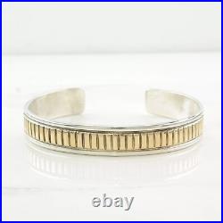 Navajo Sterling Silver Cuff Bracelet 14K Gold Accent