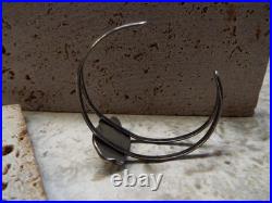 Navajo Sterling Silver Cuff Bracelet Mother of Pearl & Brown Gold Stone