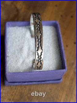 Navajo Sterling Silver Deep Stamped Cuff by NORA 23 Grams