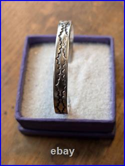 Navajo Sterling Silver Deep Stamped Cuff by NORA 23 Grams