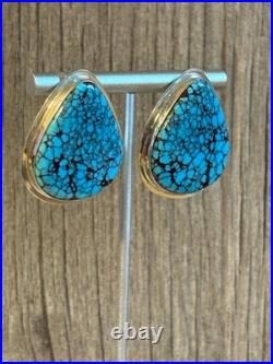 Navajo Sterling Silver Egyptian Turquoise Earrings. OC