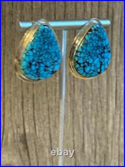 Navajo Sterling Silver Egyptian Turquoise Earrings. OC