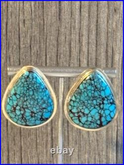 Navajo Sterling Silver Egyptian Turquoise Earrings. OC