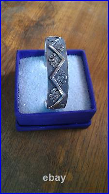 Navajo Sterling Silver Etched Cuff Bracelet by Ray (Raynard) Scott 36 Grams