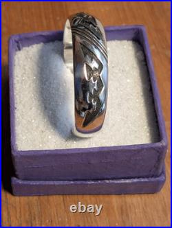 Navajo Sterling Silver Etched Cuff by Dennis Ramone 43 Grams