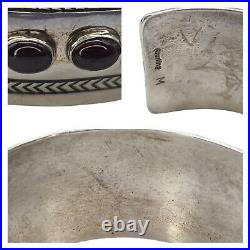 Navajo Sterling Silver Garnet Cuff Bracelet