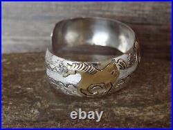 Navajo Sterling Silver & Gold Fill Horse Cuff by G. Jones