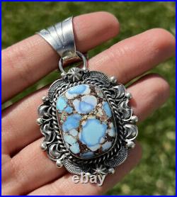 Navajo Sterling Silver Golden Hill Turquoise Pendant. KY
