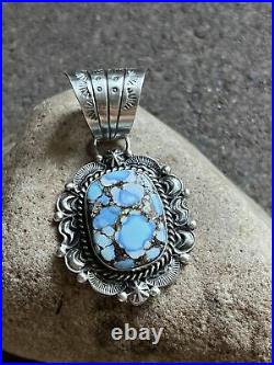 Navajo Sterling Silver Golden Hill Turquoise Pendant. KY