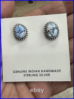 Navajo Sterling Silver Golden Hills Turquoise Old Style Post Earrings-Eli Skeets