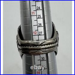 Navajo Sterling Silver Green Turquoise Native American Scroll Motif Ring Size 13