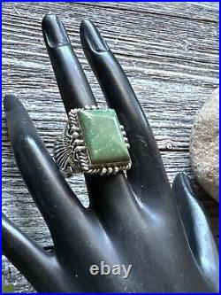 Navajo Sterling Silver Green Turquoise Ring. Size 10.5 Gift M & R Calladitto