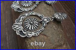 Navajo Sterling Silver Hand Stamped Concho Post Earrings Eugene Charley
