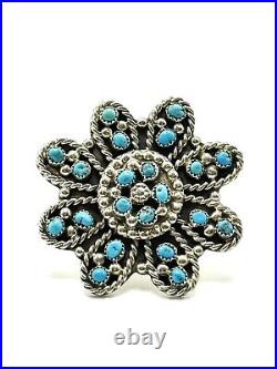 Navajo Sterling Silver Handmade Sleeping Beauty Turquoise Adjustable Ring-Rare