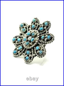 Navajo Sterling Silver Handmade Sleeping Beauty Turquoise Adjustable Ring-Rare