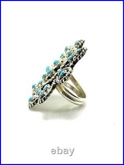 Navajo Sterling Silver Handmade Sleeping Beauty Turquoise Adjustable Ring-Rare