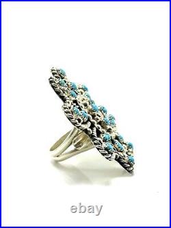 Navajo Sterling Silver Handmade Sleeping Beauty Turquoise Adjustable Ring-Rare