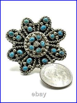 Navajo Sterling Silver Handmade Sleeping Beauty Turquoise Adjustable Ring-Rare