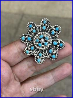 Navajo Sterling Silver Handmade Sleeping Beauty Turquoise Adjustable Ring-Rare