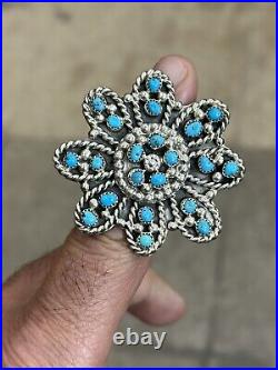 Navajo Sterling Silver Handmade Sleeping Beauty Turquoise Adjustable Ring-Rare