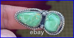 Navajo Sterling Silver Handmade Verde Valley Turquoise Adjustable Ring-Tia Long