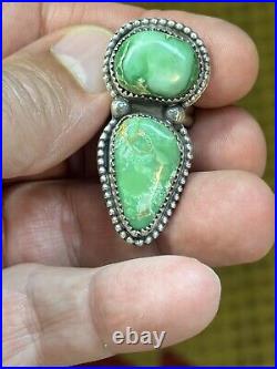 Navajo Sterling Silver Handmade Verde Valley Turquoise Adjustable Ring-Tia Long