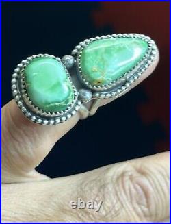 Navajo Sterling Silver Handmade Verde Valley Turquoise Adjustable Ring-Tia Long