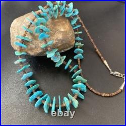 Navajo Sterling Silver Kingman Turquoise Shell Necklace 26 11817