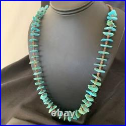 Navajo Sterling Silver Kingman Turquoise Shell Necklace 26 11817
