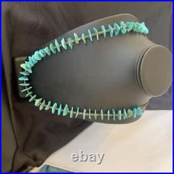 Navajo Sterling Silver Kingman Turquoise Shell Necklace 26 11817