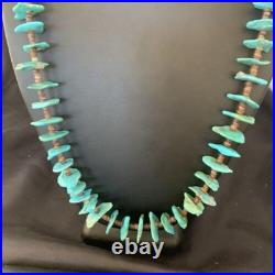 Navajo Sterling Silver Kingman Turquoise Shell Necklace 26 11817