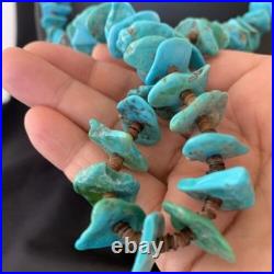 Navajo Sterling Silver Kingman Turquoise Shell Necklace 26 11817