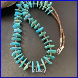 Navajo Sterling Silver Kingman Turquoise Shell Necklace 26 11817