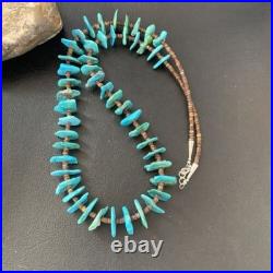 Navajo Sterling Silver Kingman Turquoise Shell Necklace 26 11817